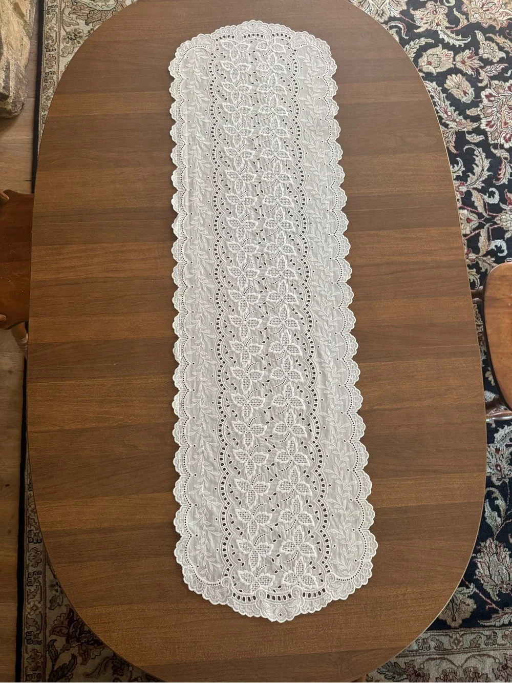 🔥STUNNING WHITE LACE Table Runner Cotton Broderie Anglese NEW PRICE FIRM!